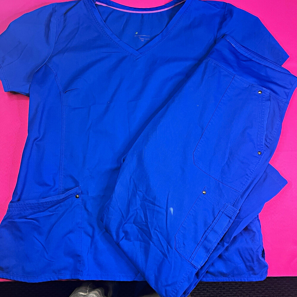 Skechers Women's Galaxy Blue Medical Scrub Set V-Neck Top & Pants Size L